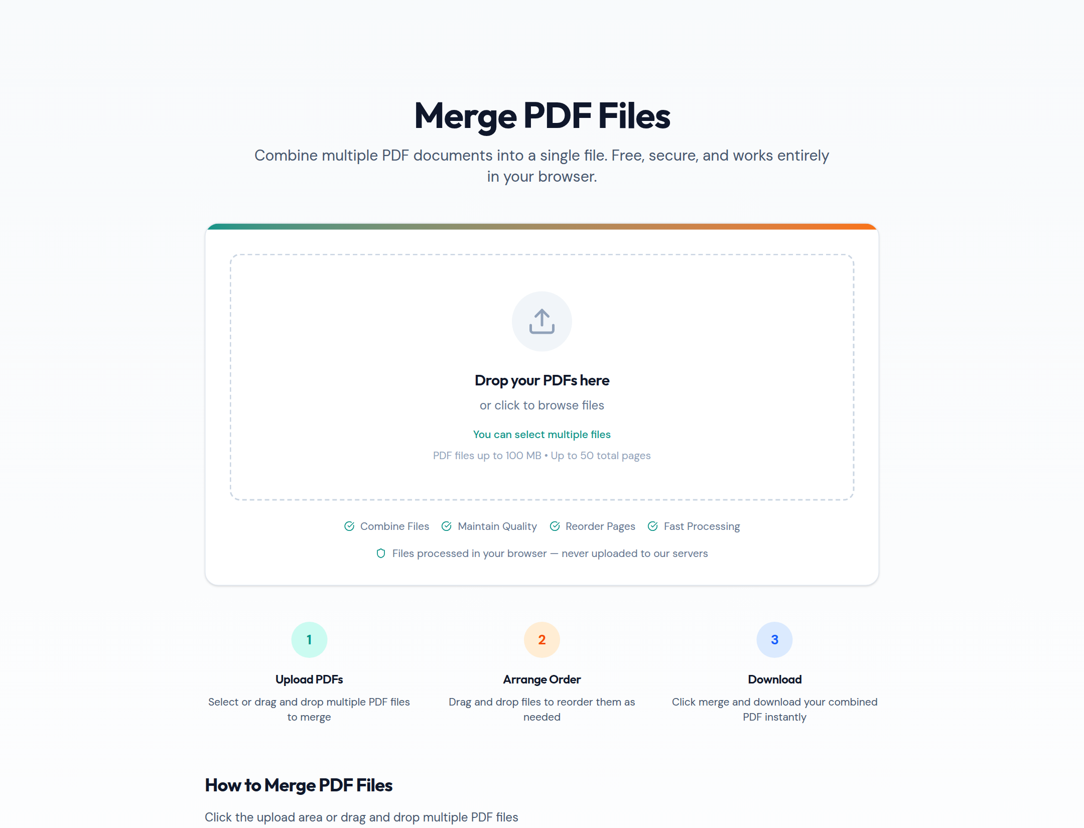 Every tool works the same way: drop your file, do the thing, download. It all runs in your browser — your files are never uploaded to a server.